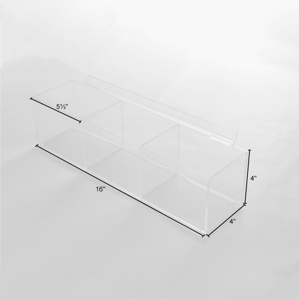 Slatwall Acrylic Retail Tray Rectangular Clear Dump Bin Merchandise Storage O...