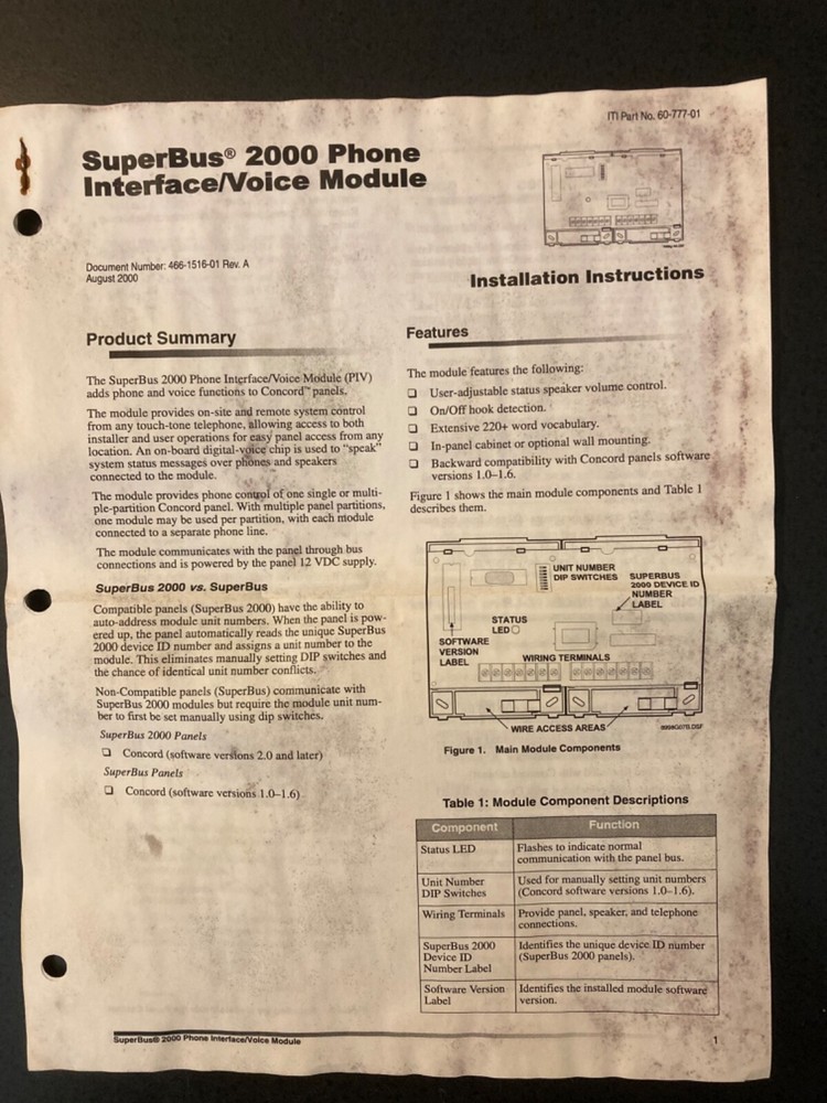 ITI Superbus 2000 Phone Interface/Voice Module