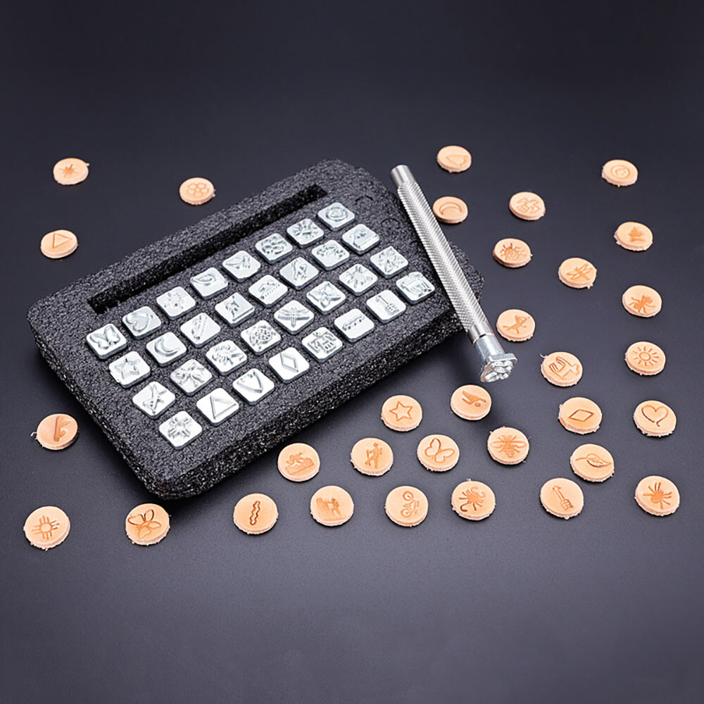 Leather craft 32pcs Indian Style Pattern Artistical Stamp Tools With Handle Set