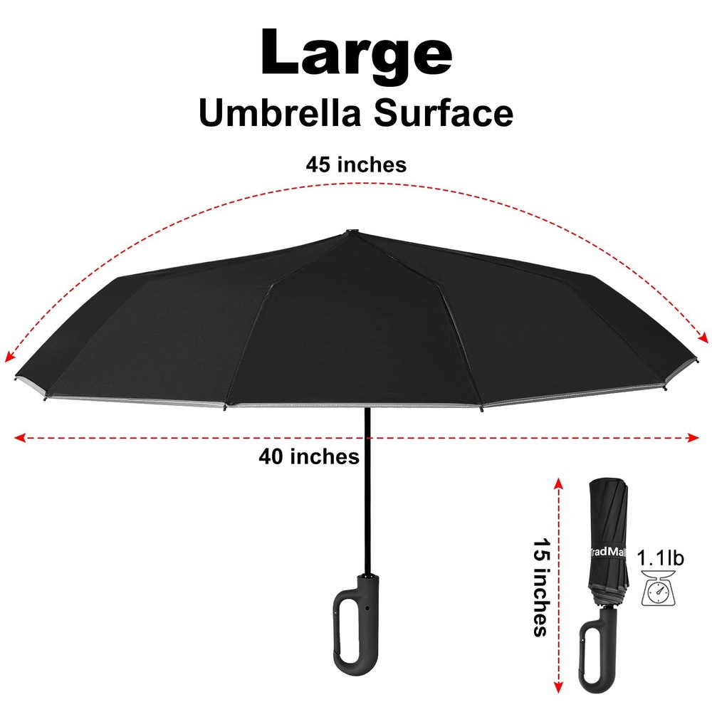 Travel Umbrella, 280T Fabric Windproof Automatic Portable Compact Folding Umb...