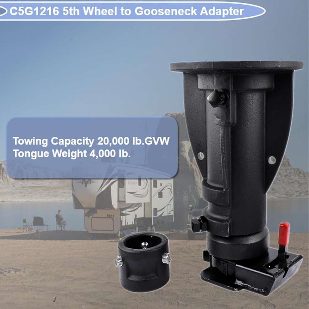 Adjustable Cushioned 5th Wheel to Gooseneck Adapter C5G1216 12"-16"