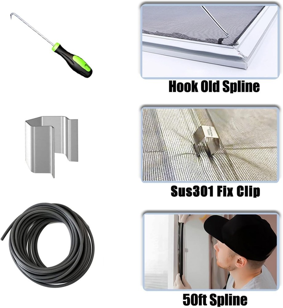Deluxe Window Screen Replacement Kit 48"x118" - Mesh, Rollers & Tools Included
