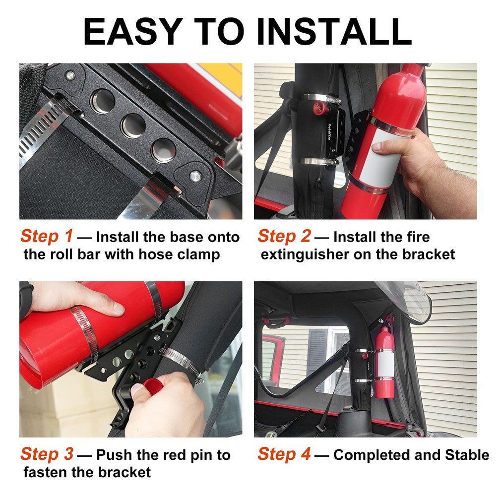 Quick Release Aluminum Fire Extinguisher Holder Mount Bracket - Black