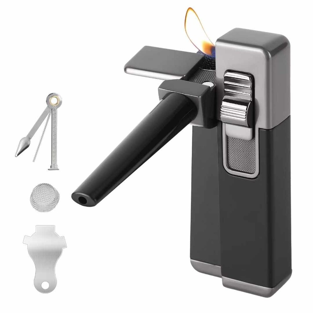 Portable Metal Lighter & Pipe Foldable Smoking pipe Multi-Functional Design