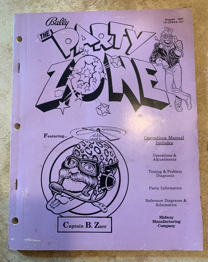 ORIGINAL Bally Party Zone Pinball Manual & WPC Schematic Manual COMBO