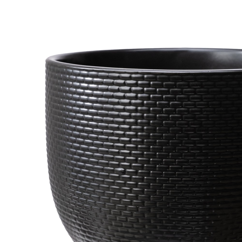 8 inch Channing Woven Black Ceramic Planter