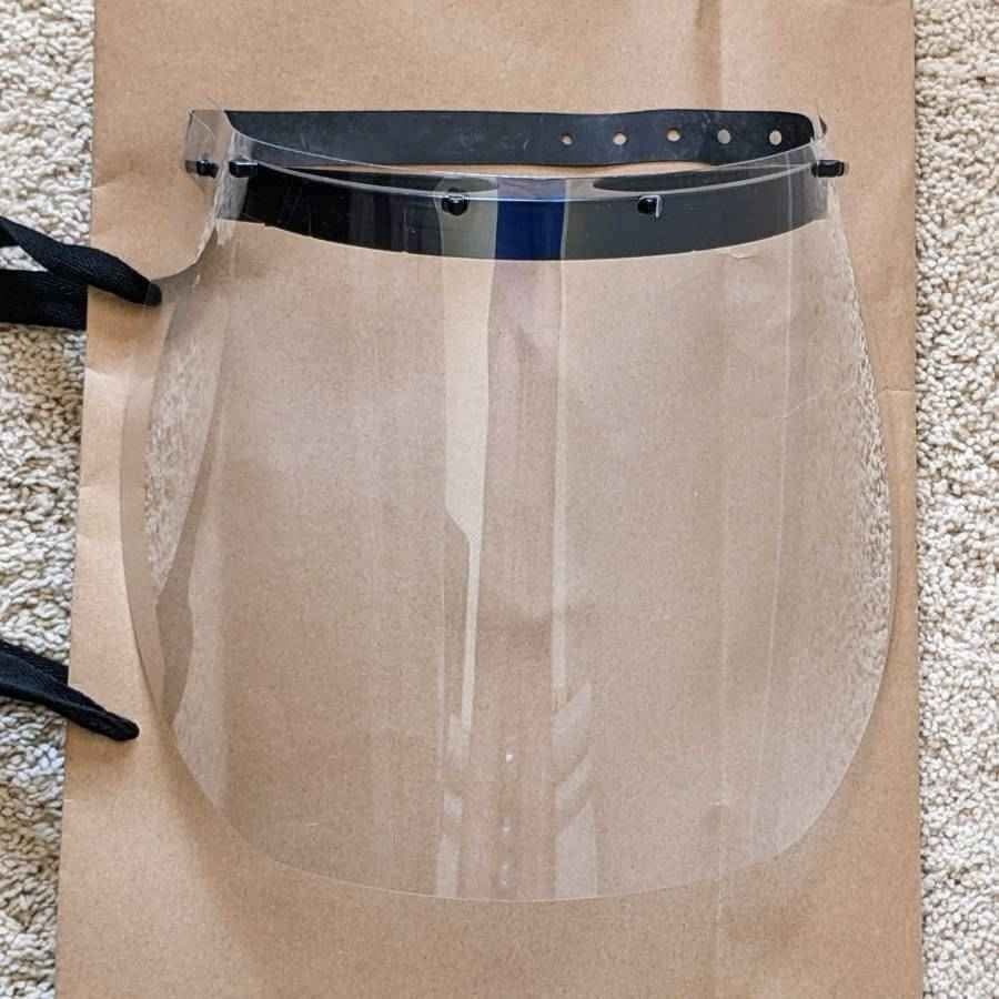 NEW reusable all plastic face shield mask visor PPE with adjustable rubber strap