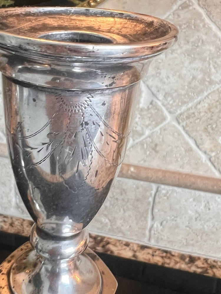 Large Pair Austrian Art Deco 833 Silver Candlesticks Diana Head MJ 14” c1925