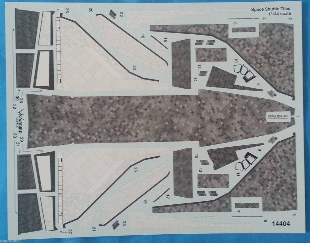 Warbird 1/144 Space Shuttle Tile Decals 14404 For Revell