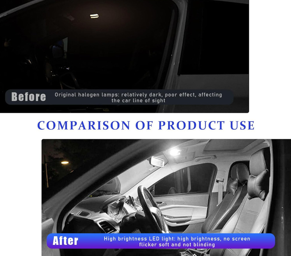 42PCS LED Interior Car Lights, Super Bright White Bulb Replacement Kit Set for D
