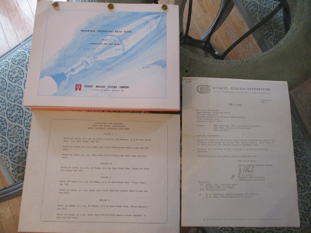 NASA /AEROJET NUCLEAR ROCKET METALS TESTING RESEARCH/ REPORTS -ASST DIR M&P LAB
