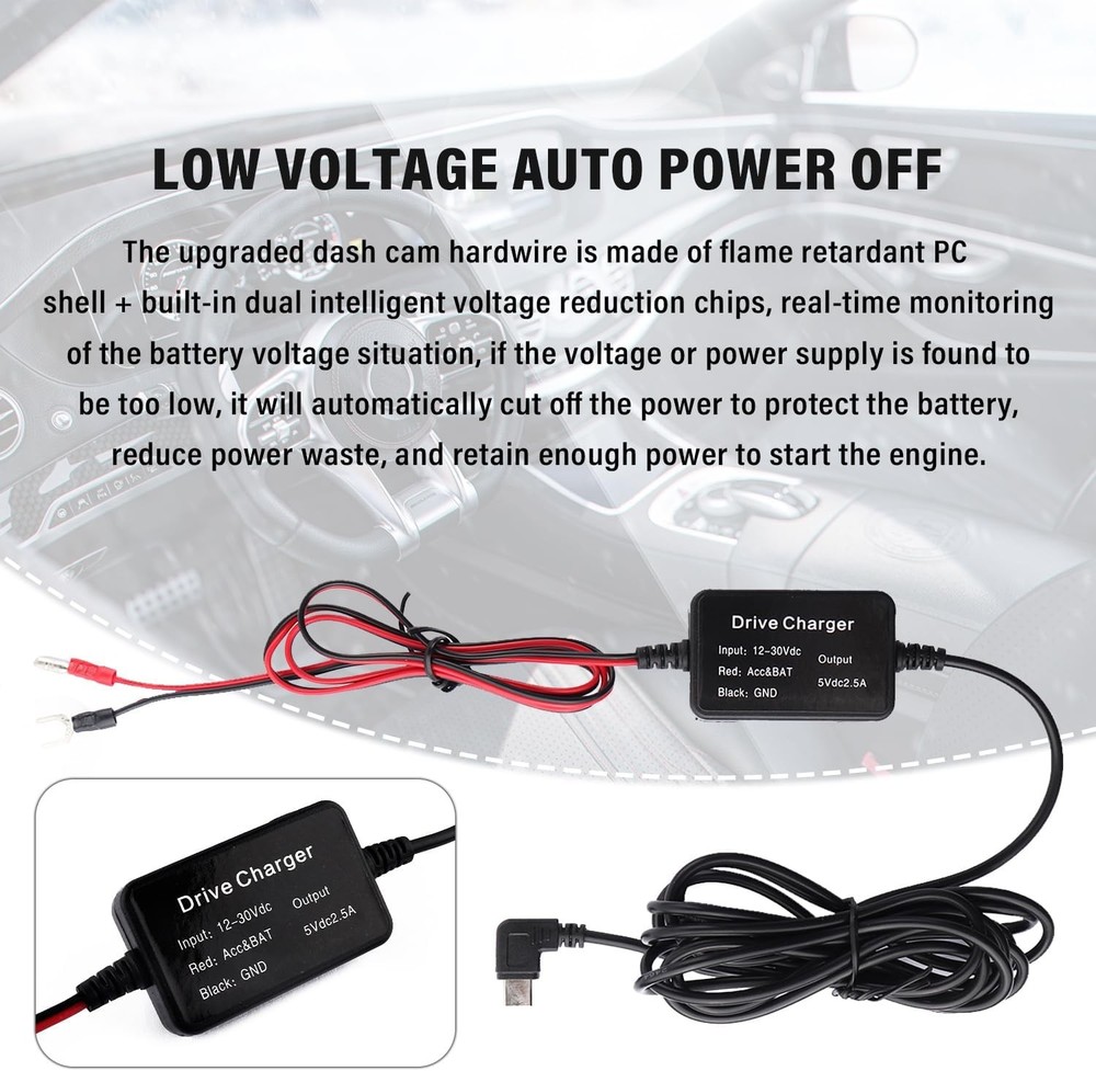 USB C Dash Cam Hardwire Kit Fuse Adapter