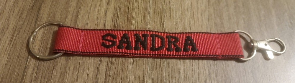 New Sandra Personalized Keychain Red and Black