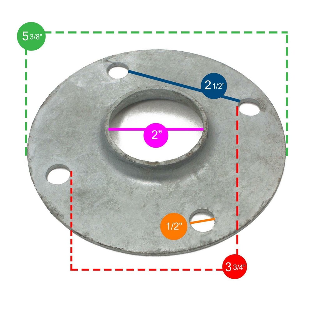 Chain Link 2" [1 7/8" OD] Surface Mount Floor Flange- Round Disk Flange