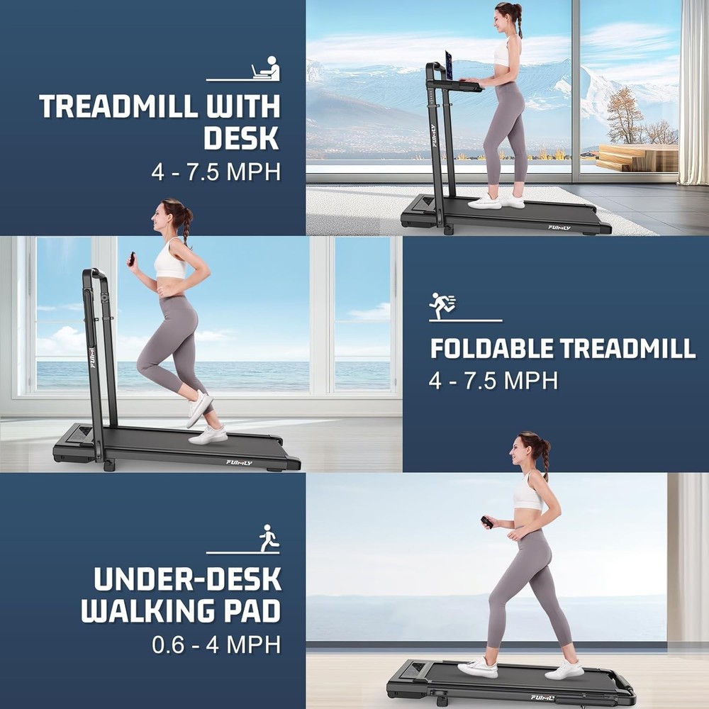 2.5HP Powerful Treadmill Machine w/Adjustable Height&Removable Desk Workstation