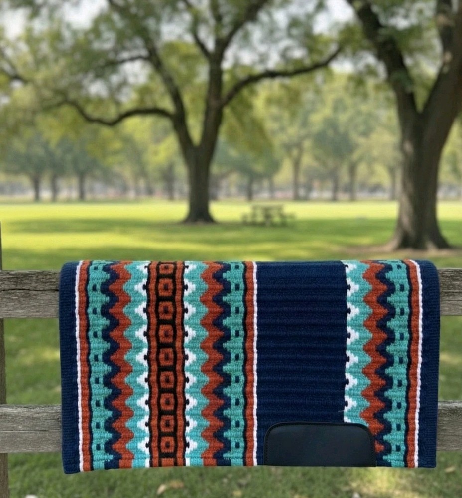 western show saddle pads Rust Teal White 34*38