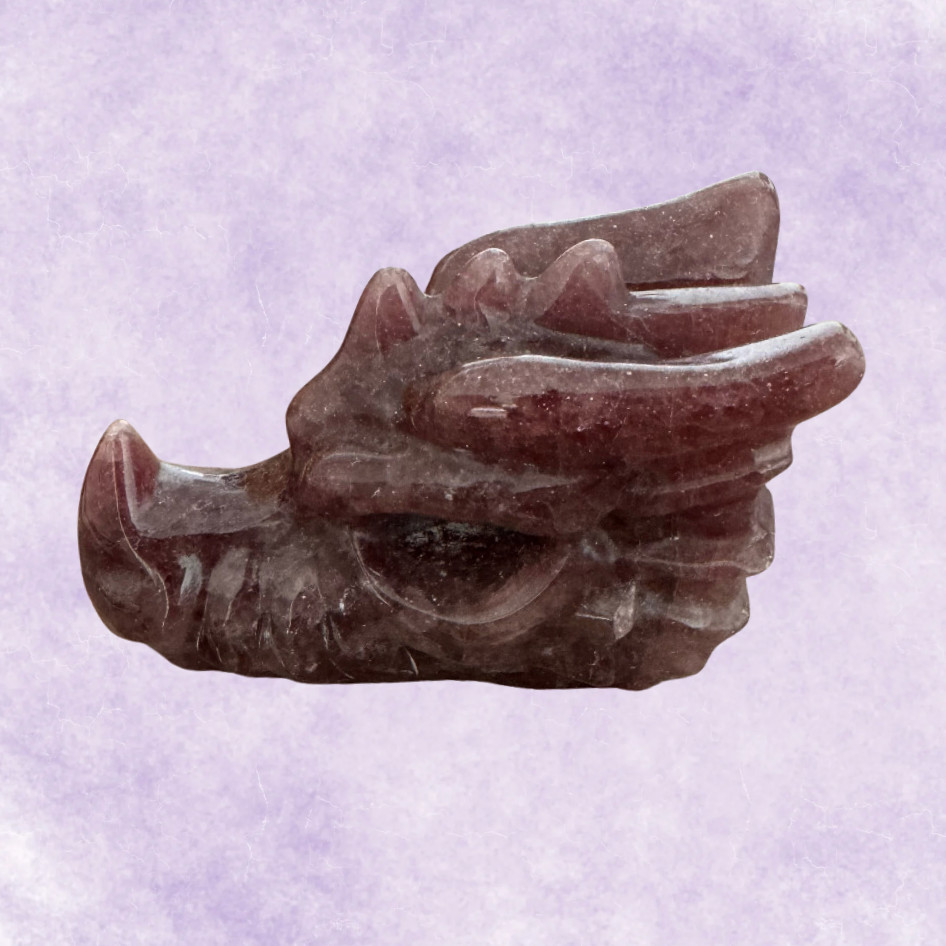 Natural Strawberry Quartz Dragon Head