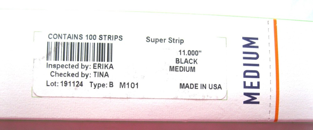 POWIS PARKER - Fastback Super Strips – 11" - M101 - BLACK Medium - 100 Strips