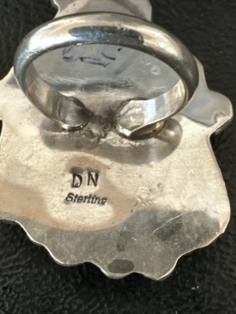 Blue Turquoise Navajo Sterling Silver Ring Size 7 19781