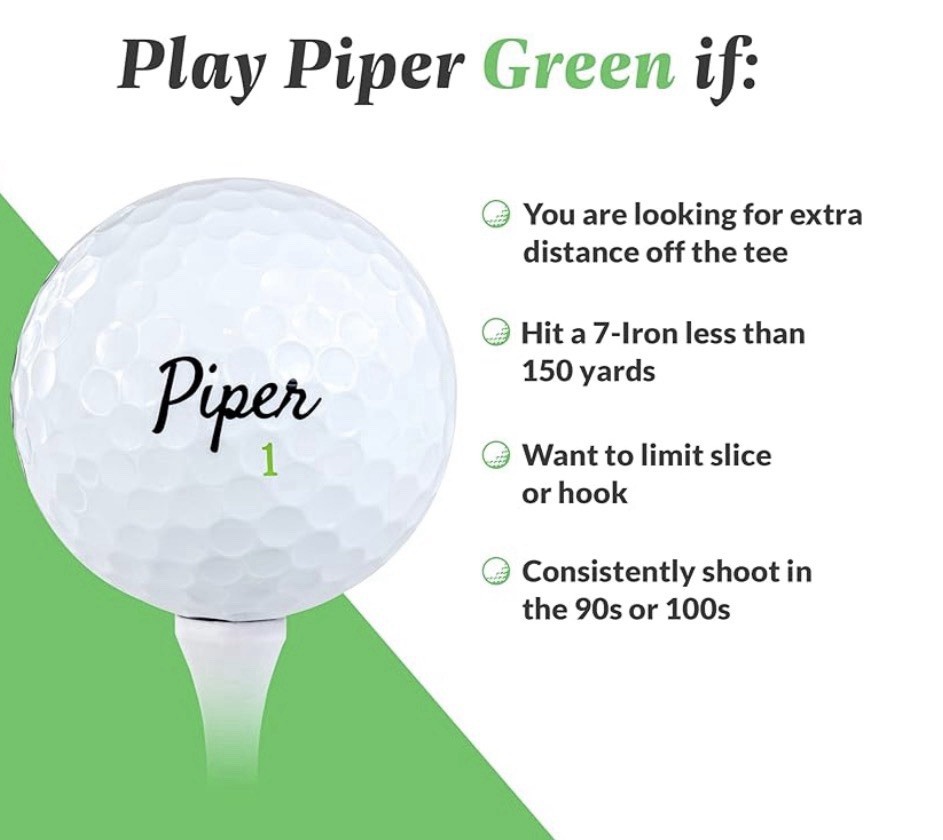 12 Pack Piper Golf Balls, Green One Dozen