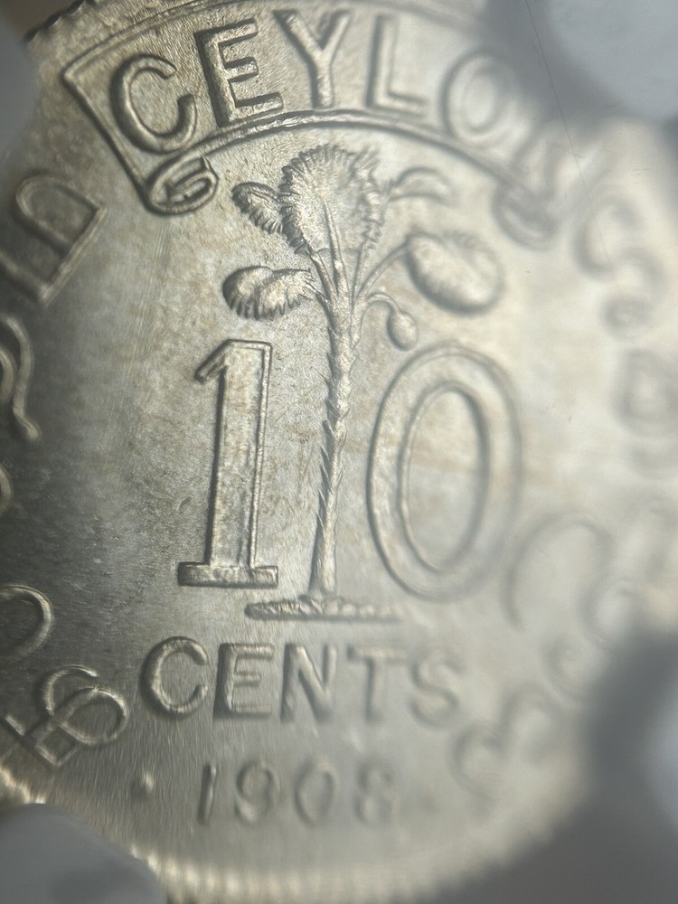 Ceylon 10 Cents 1908 MS66 Top Pop