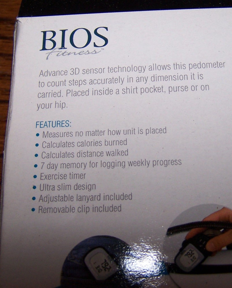 BIOS 360 Degree PEDOMETER - Model 303FC - Many features! - NIB!