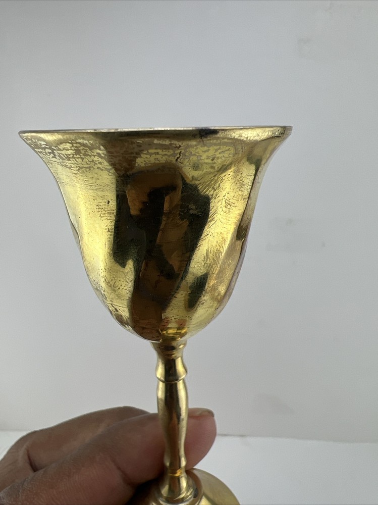 Vintage Mini Brass Goblet Cordials Set With Tray