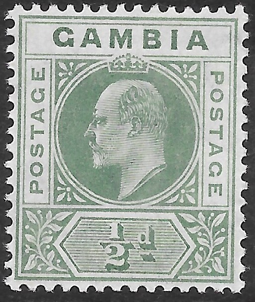 GAMBIA SG72 1909 ½d GREEN MTD MINT