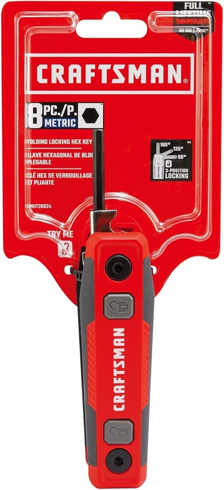 Hex Key Set, MM, Folding Locking 8 Piece (CMHT26024)