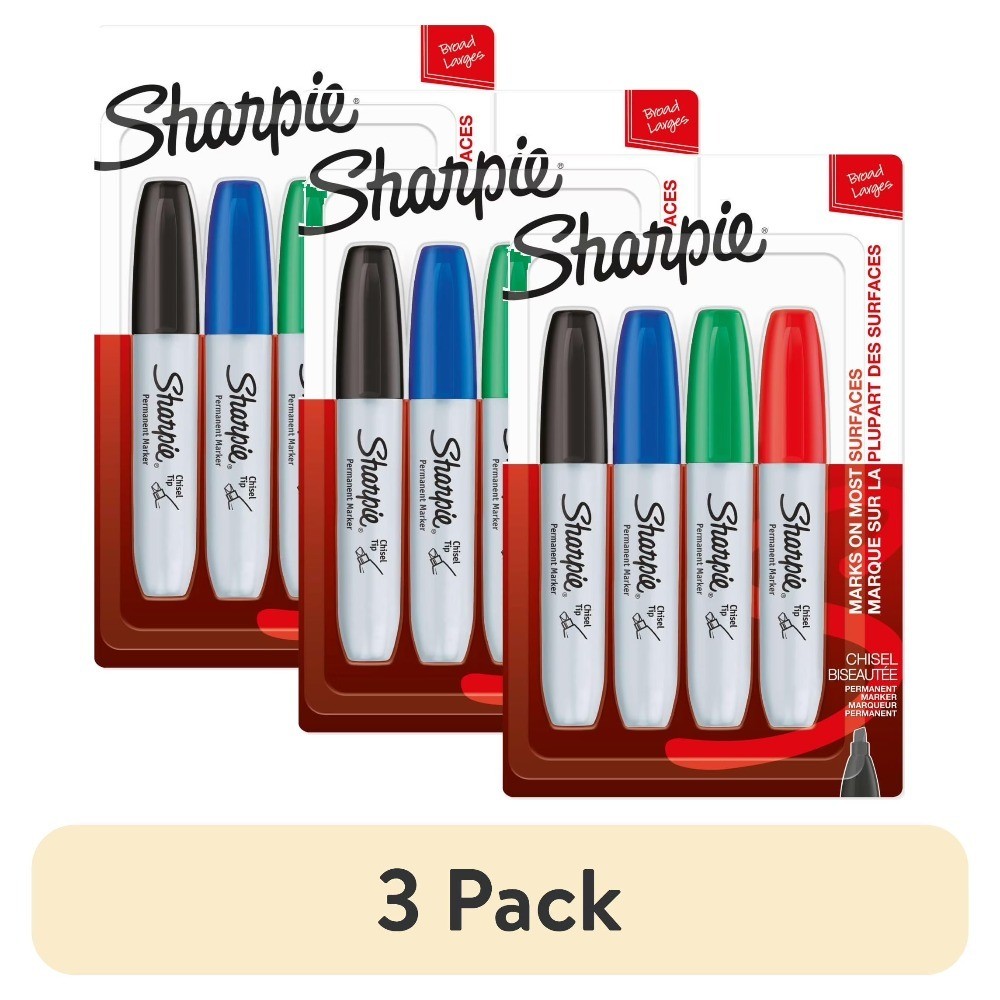 King Size Permanent Markers Chisel Tip for Poster Boards 4 Count 3 Pack