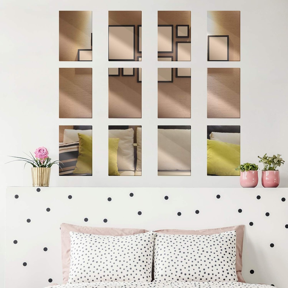 6 Pack Plastic Mirrors Decor Flexible Mirror Sheets Self Adhesive Mirror Tile...