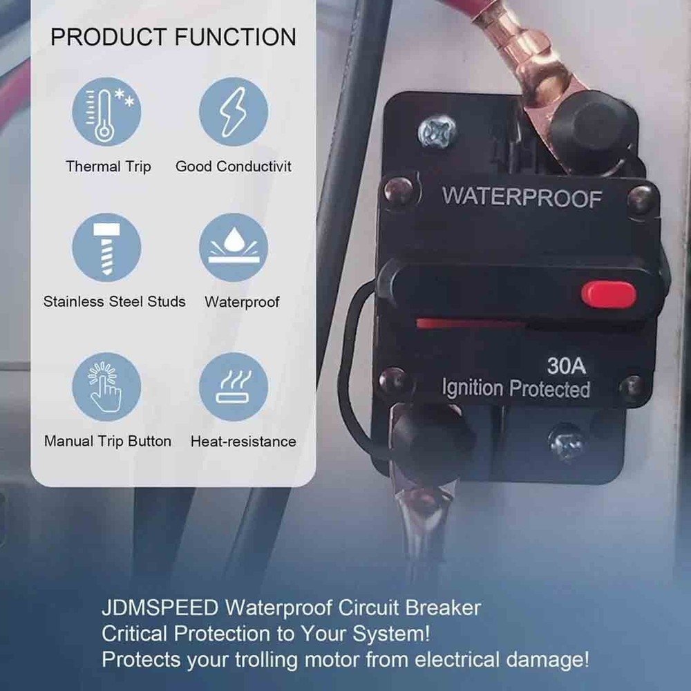 2Pack 30 Amp Marine Circuit Breaker Switch Fuses with Manually Reset Button