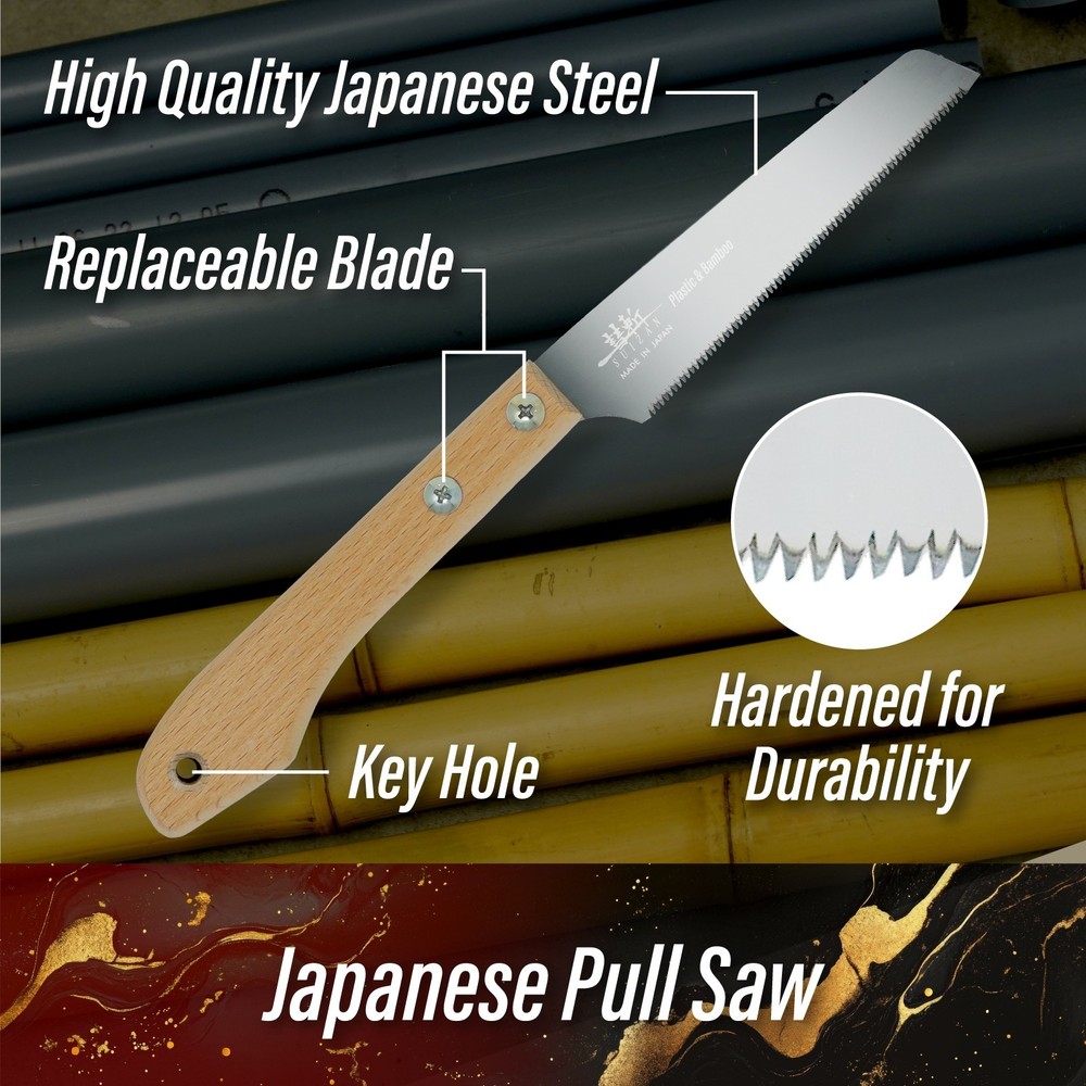 SUIZAN Small Hand Saw 5" Plastic Bamboo Blade - Compact Japanese Pullsaw