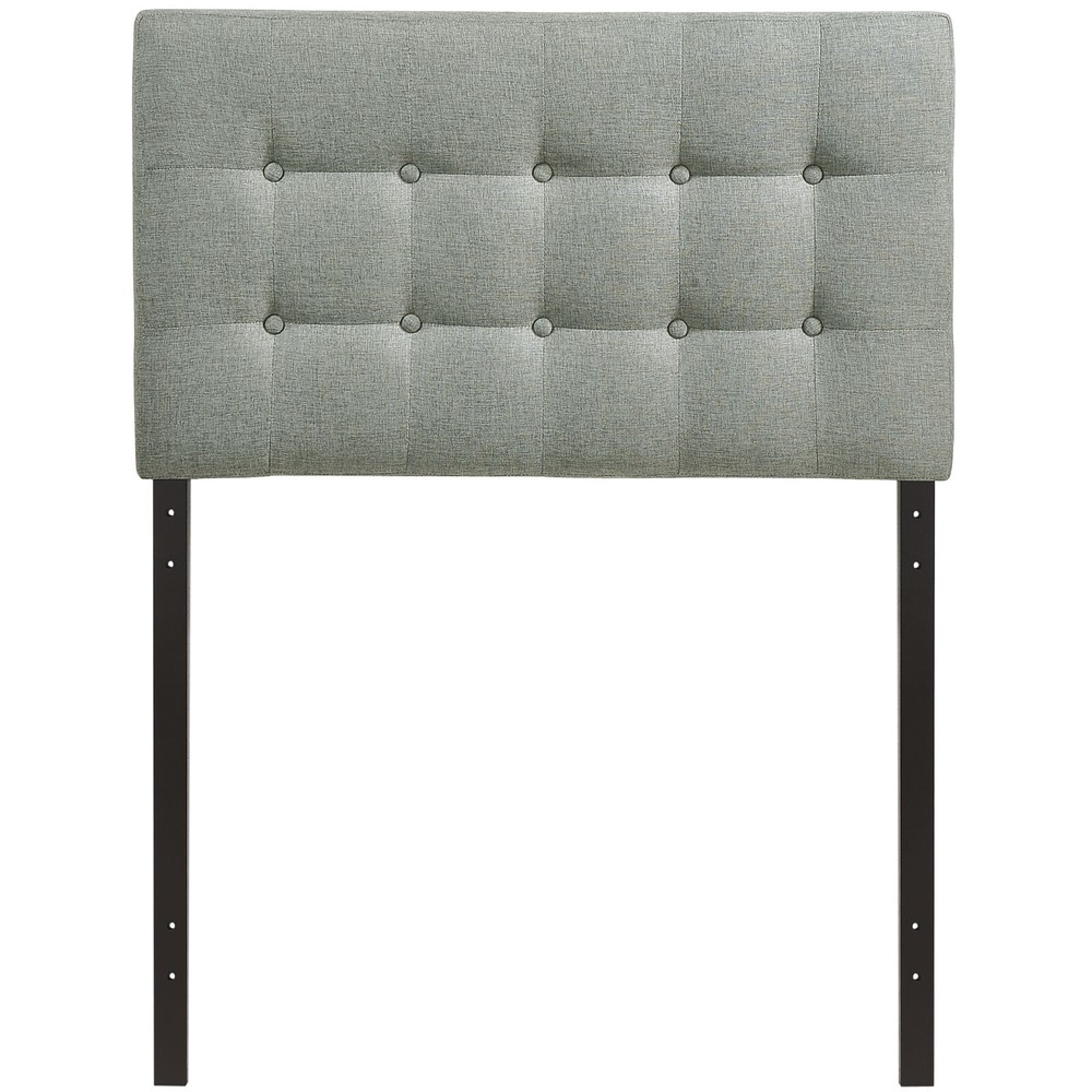 Modway Fabric Upholstered Button Tufted Square Twin Size Headboard in Gray