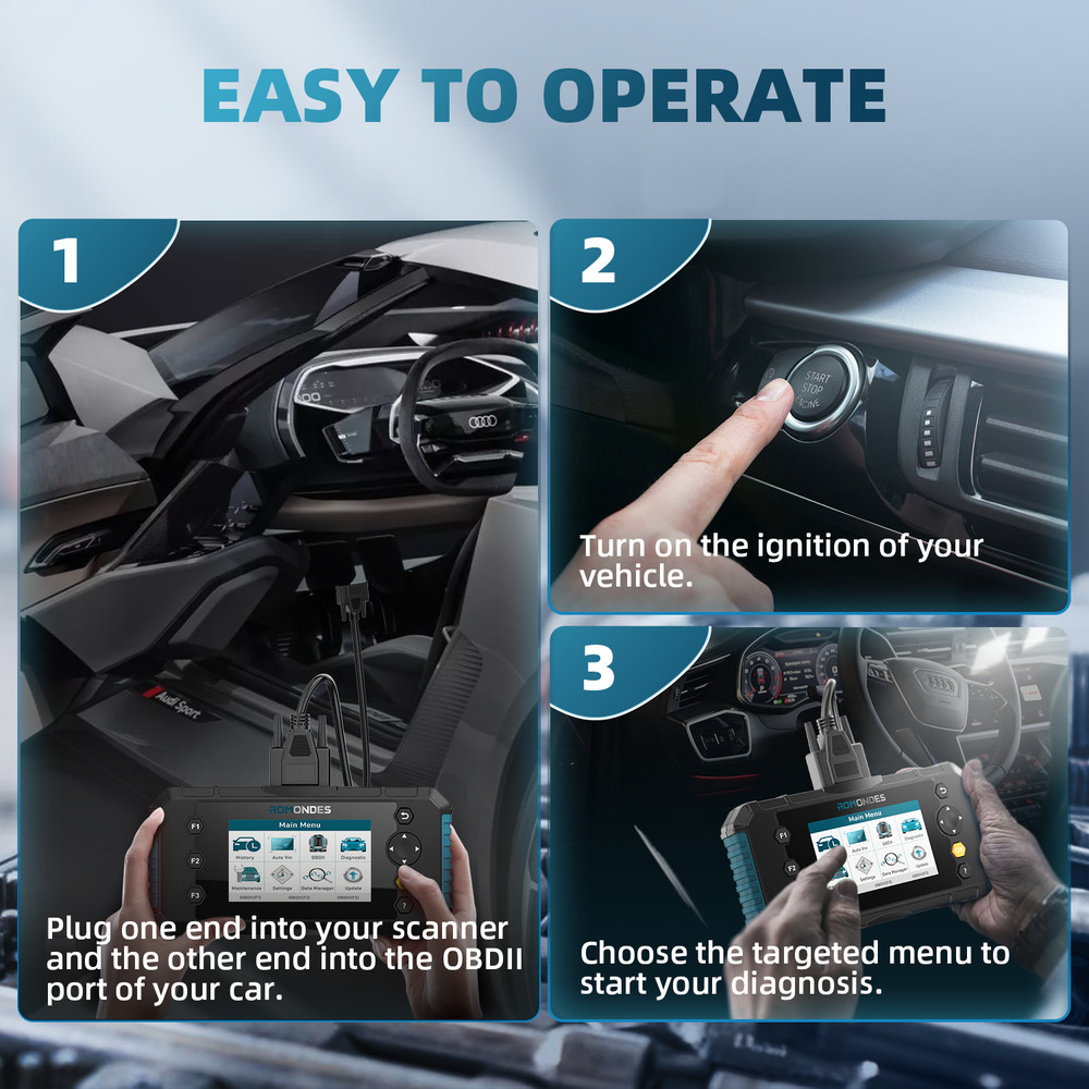 Romondes RD3000 Car OBD2 Scanner Code Reader ABS SRS Engine Transmission System