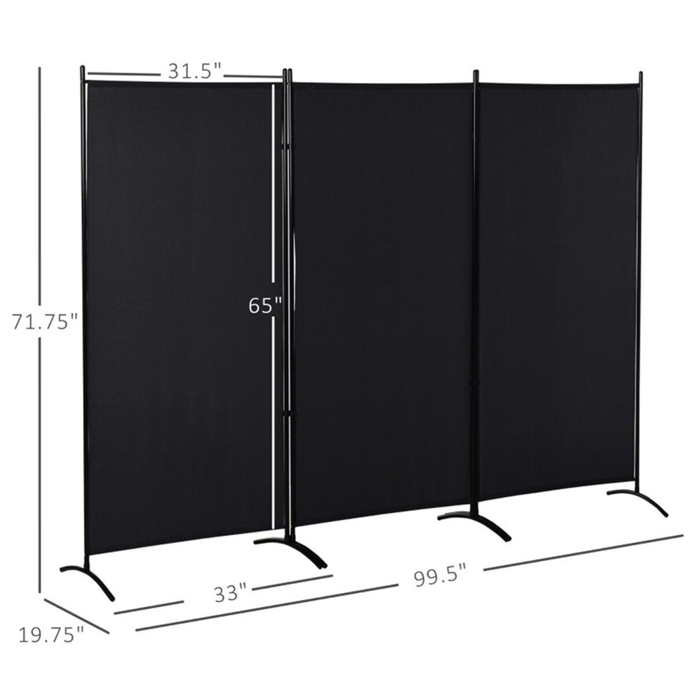 Privacy Screen Connected with Dual Directional Hinges Black