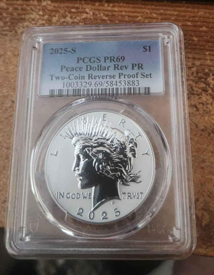 2025 s silver reverse proof Peace Dollar PCGS PR 69