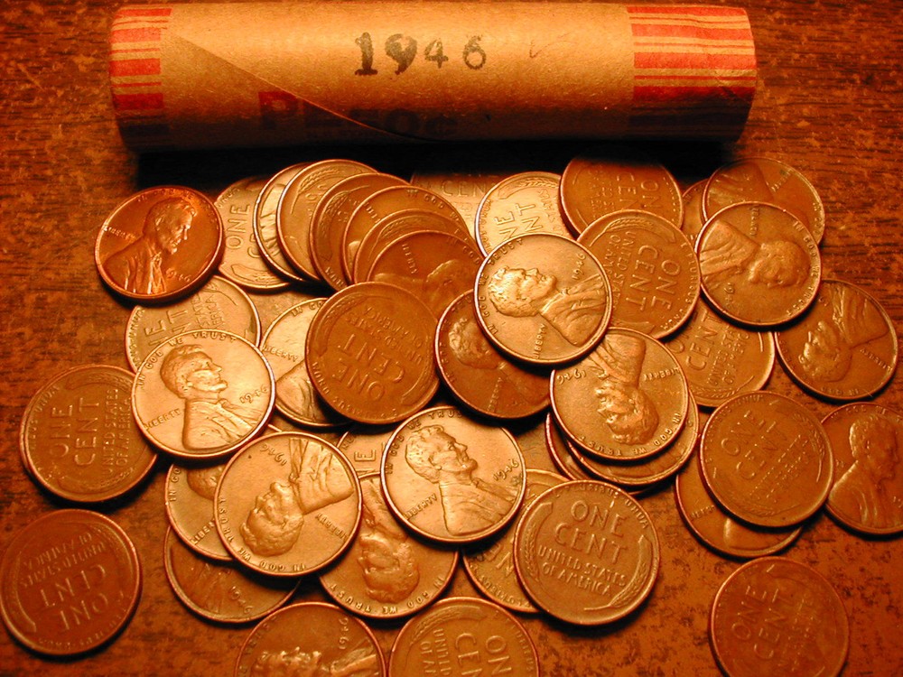 1946-P LINCOLN WHEAT CENT PENNY ROLL, nice condition