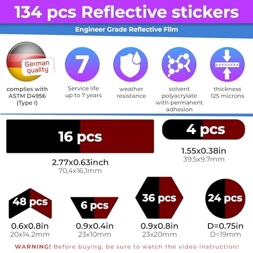 Reflective Stickers | 134pc Engineer BlkRed | Reflective Engineer_2black-red