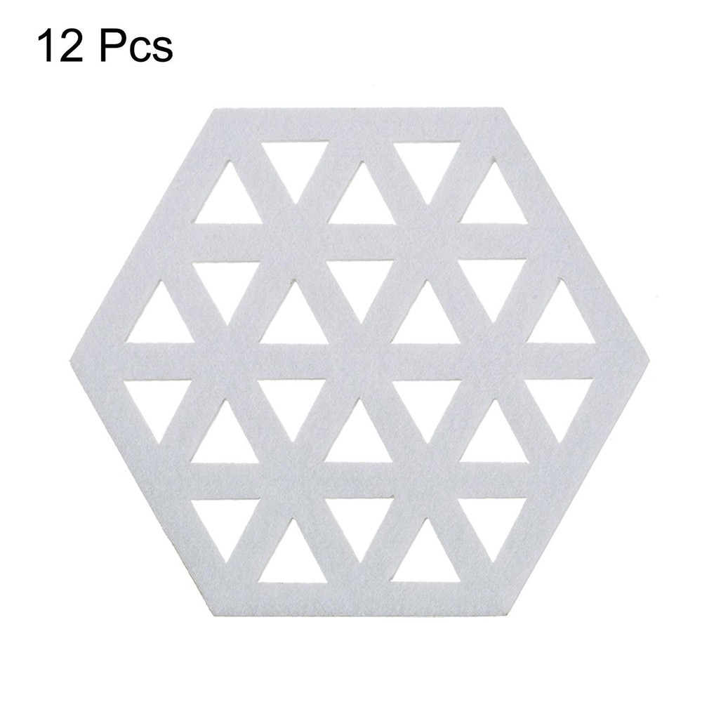 Felt Coasters 12pcs Hexagonal Coasters Coasters, White