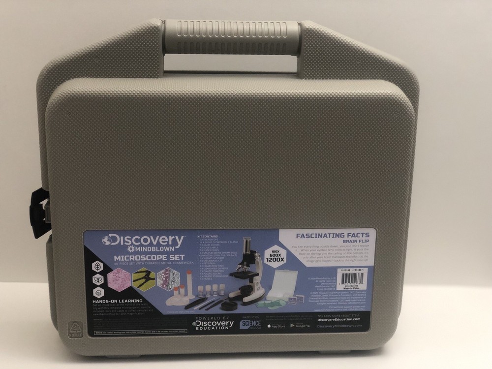 Microscope Set 48-Piece with Durable Metal Framework, 120X-1200X Magnification