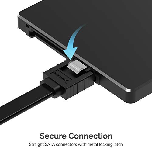 SATA III (6 Gbit/s) Data Cable with Locking Latch for Right Angle Black