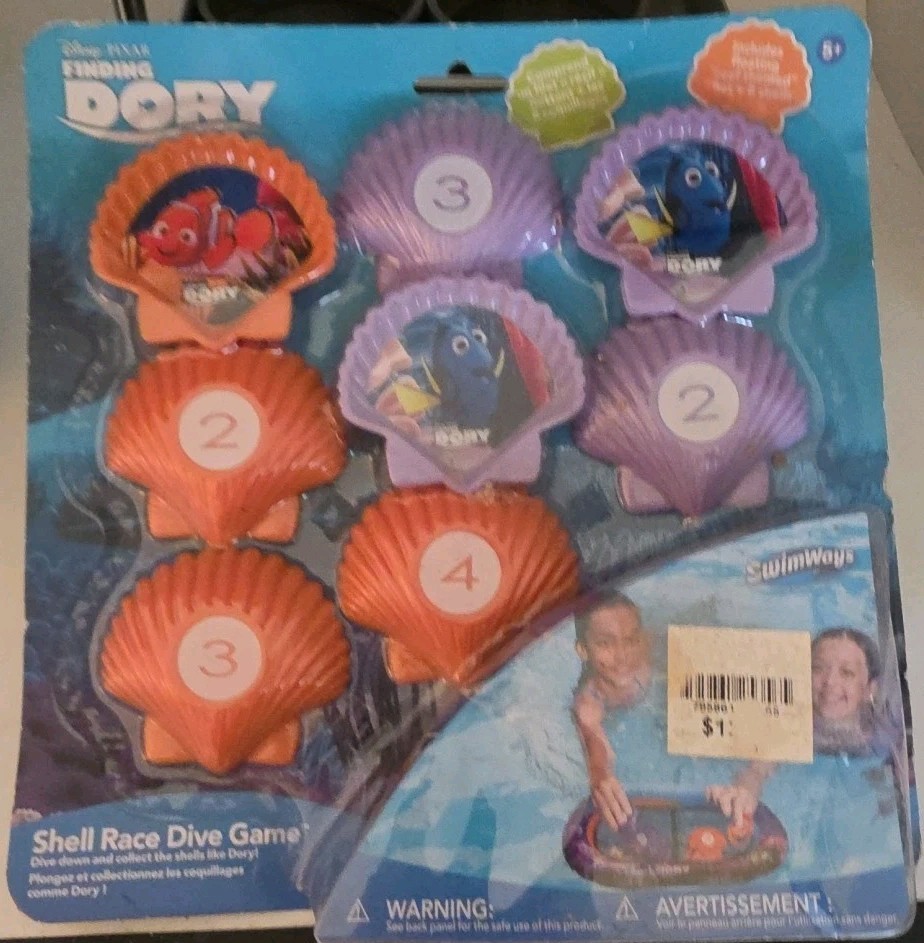 Finding Dory Shell Race Dive Game 8 Numbered Game Pieces & Floating Net.