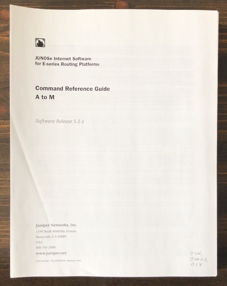 Juniper Networks - Command Reference Guide A to M (2004)