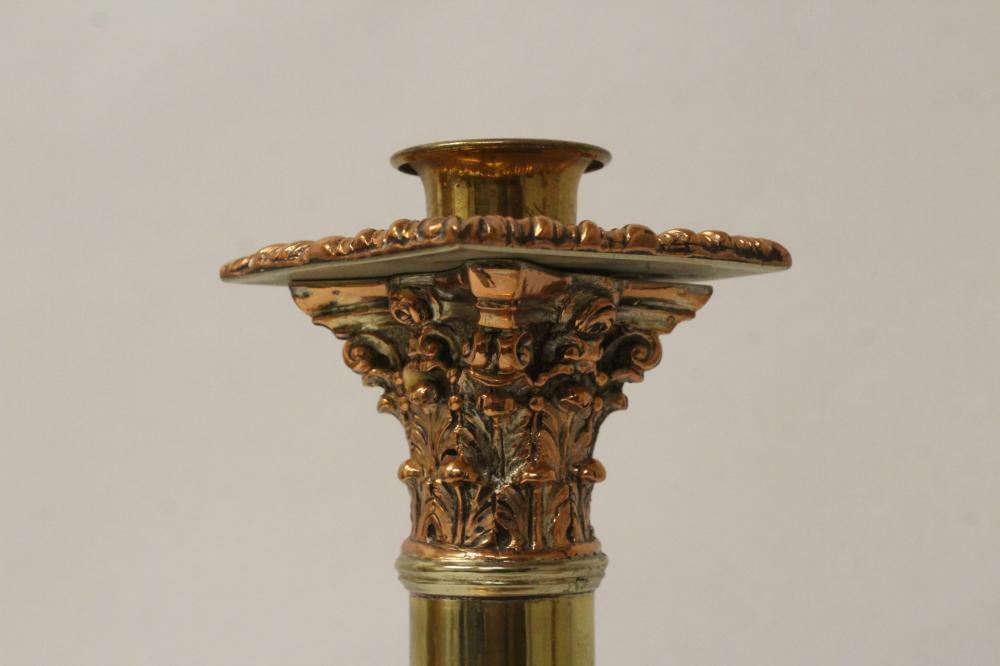 Pr 18th c. Sheffield silver on copper candle holders