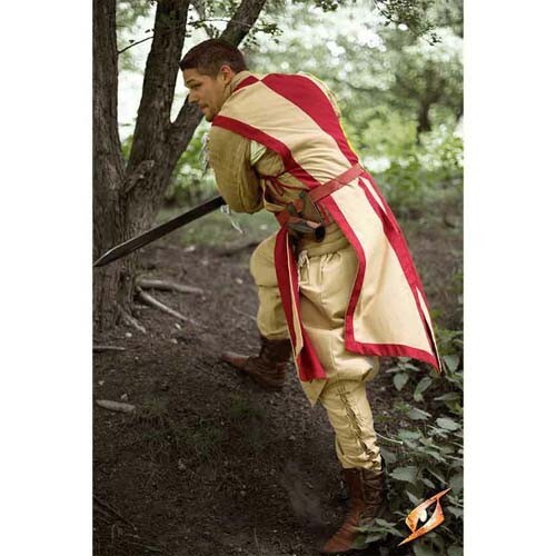 Basic Medieval Tunic - Tabard Medieval Renaissance Costume Surcoat Camel & Red