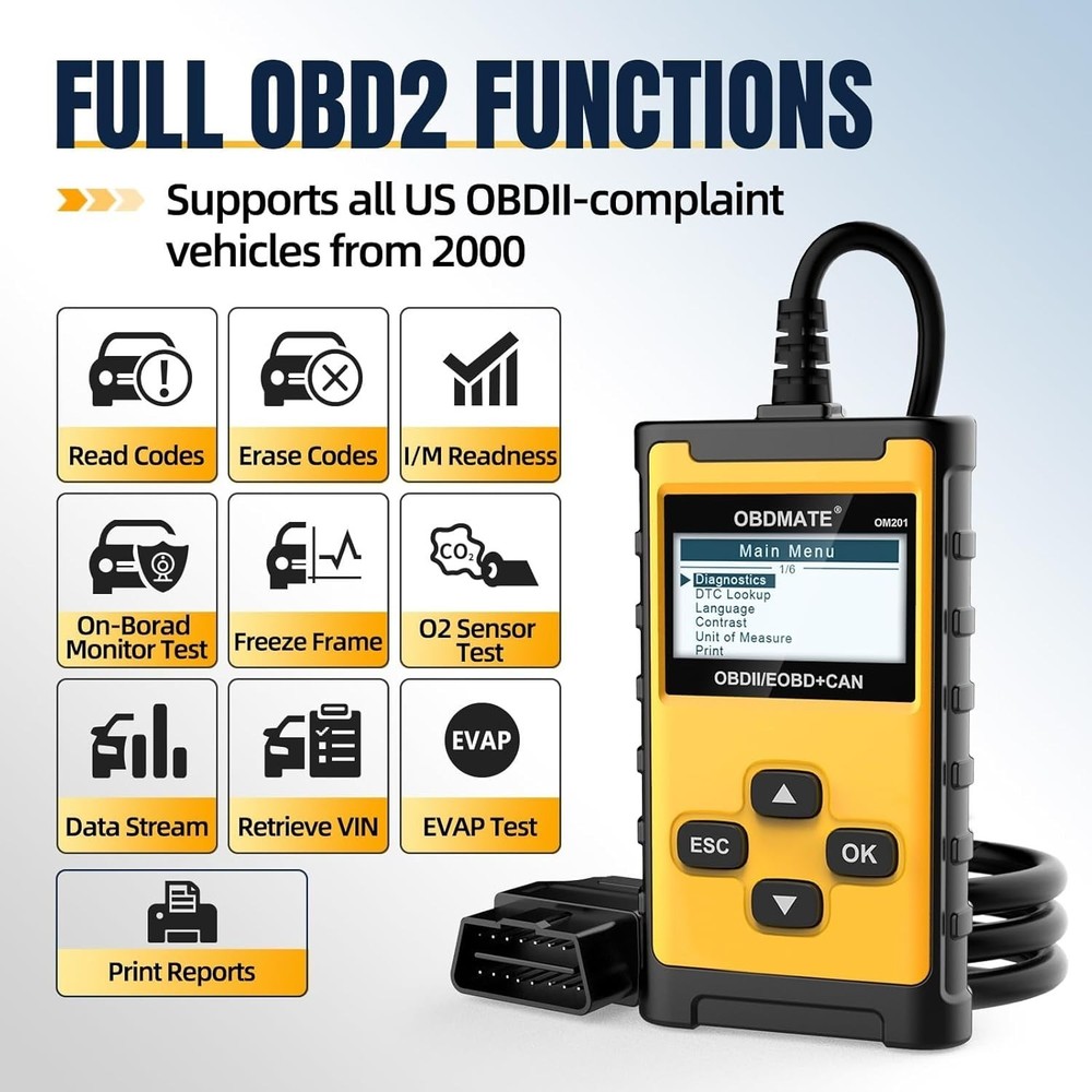 Compact OM201 Check Engine Code Reader: Your Essential OBDII Diagnostic Partner