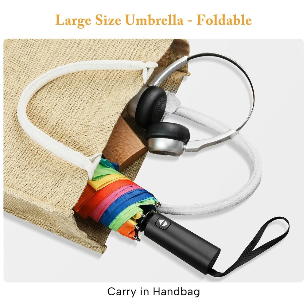 Rainbow Umbrella For Adults Oversized 54inch Double Layer Windproof Extra Large