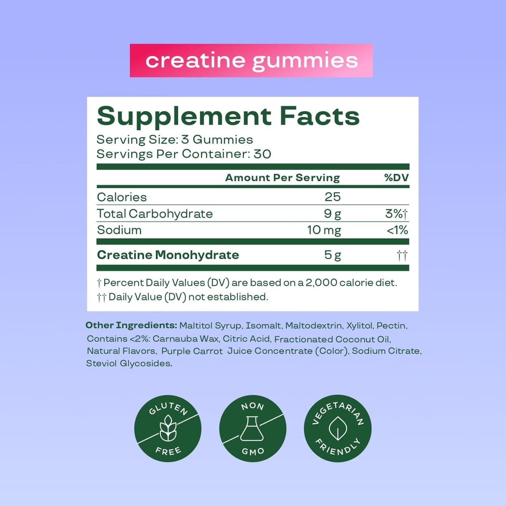 Bloom Creatine Monohydrate Gummies, 5g Per Serving, Sugar Free Creatine