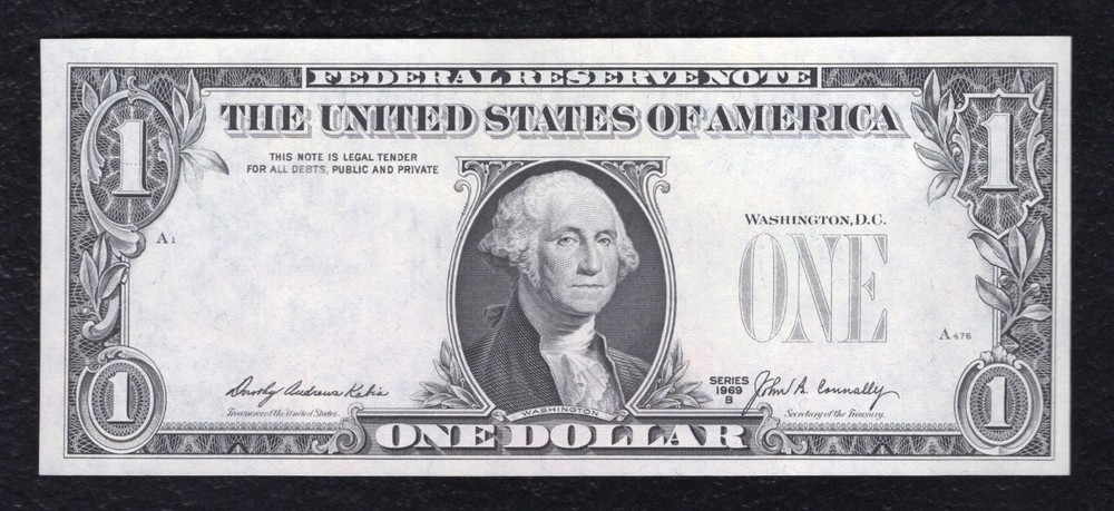 1969-B $1 FRN FEDERAL RESERVE NOTE “MISSING OVERPRINT ERROR” GEM UNCIRCULATED